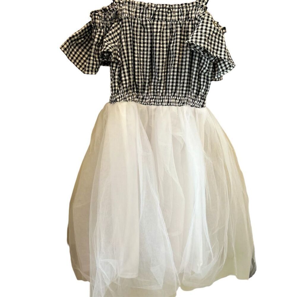 Bonnie Jean Girls Checkered Tulle Skirt Dress Size 16 Off Shoulder Party Dress - Picture 5 of 9